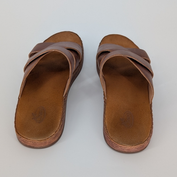 Chaco Wayfarer Slide Leather Cross-Strap Sandal | Size 9 | Toffee Brown Summer - Picture 11 of 17